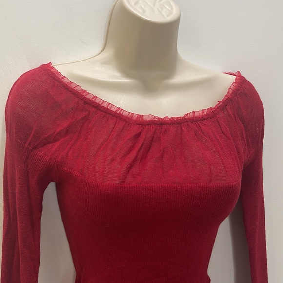 *NWT* Necessary Objects Scoop Neck Red Long Sleeve Sweater - Picture 6 of 8